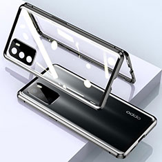Luxury Aluminum Metal Frame Mirror Cover Case 360 Degrees for Oppo A16s Black