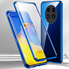 Luxury Aluminum Metal Frame Mirror Cover Case 360 Degrees for Oppo A2 Pro 5G Blue