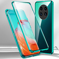 Luxury Aluminum Metal Frame Mirror Cover Case 360 Degrees for Oppo A2 Pro 5G Green