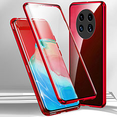 Luxury Aluminum Metal Frame Mirror Cover Case 360 Degrees for Oppo A2 Pro 5G Red