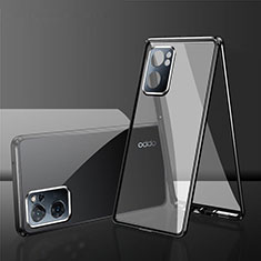 Luxury Aluminum Metal Frame Mirror Cover Case 360 Degrees for Oppo A56S 5G Black