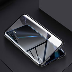 Luxury Aluminum Metal Frame Mirror Cover Case 360 Degrees for Oppo A91 Black