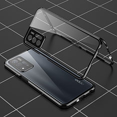 Luxury Aluminum Metal Frame Mirror Cover Case 360 Degrees for Oppo A93s 5G Black