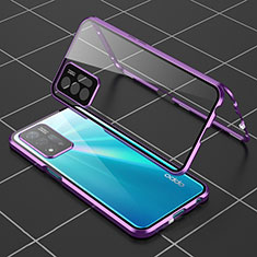 Luxury Aluminum Metal Frame Mirror Cover Case 360 Degrees for Oppo A93s 5G Purple