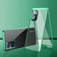 Luxury Aluminum Metal Frame Mirror Cover Case 360 Degrees for Oppo K10 5G India Green