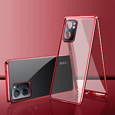 Luxury Aluminum Metal Frame Mirror Cover Case 360 Degrees for Oppo K10 5G India Red