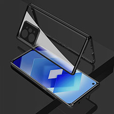 Luxury Aluminum Metal Frame Mirror Cover Case 360 Degrees for Oppo K10 Pro 5G Black