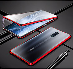 Luxury Aluminum Metal Frame Mirror Cover Case 360 Degrees for Oppo K3 Red