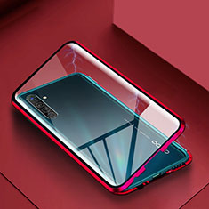 Luxury Aluminum Metal Frame Mirror Cover Case 360 Degrees for Oppo K5 Red