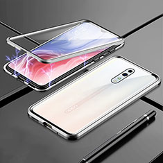 Luxury Aluminum Metal Frame Mirror Cover Case 360 Degrees for Oppo Reno Z Silver