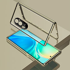 Luxury Aluminum Metal Frame Mirror Cover Case 360 Degrees for Oppo Reno10 Pro+ Plus 5G Gold