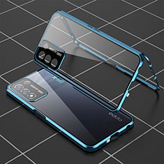 Luxury Aluminum Metal Frame Mirror Cover Case 360 Degrees for Realme 9 SE 5G Blue