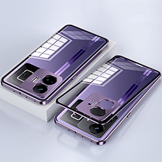 Luxury Aluminum Metal Frame Mirror Cover Case 360 Degrees for Realme GT3 5G Purple