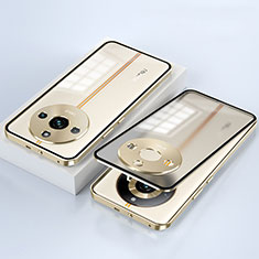 Luxury Aluminum Metal Frame Mirror Cover Case 360 Degrees for Realme Narzo 60 5G Gold