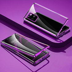 Luxury Aluminum Metal Frame Mirror Cover Case 360 Degrees for Realme V11 5G Purple