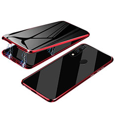 Luxury Aluminum Metal Frame Mirror Cover Case 360 Degrees for Samsung Galaxy A20 Red