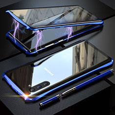 Luxury Aluminum Metal Frame Mirror Cover Case 360 Degrees for Samsung Galaxy Note 10 Blue