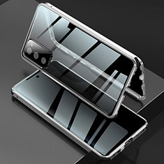 Luxury Aluminum Metal Frame Mirror Cover Case 360 Degrees for Samsung Galaxy S20 FE (2022) 5G Silver