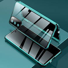 Luxury Aluminum Metal Frame Mirror Cover Case 360 Degrees for Samsung Galaxy S20 FE 4G Green