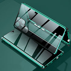 Luxury Aluminum Metal Frame Mirror Cover Case 360 Degrees for Samsung Galaxy S22 Ultra 5G Green