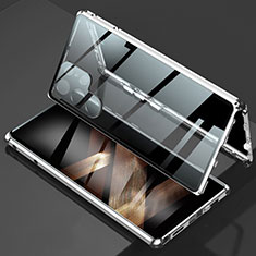 Luxury Aluminum Metal Frame Mirror Cover Case 360 Degrees for Samsung Galaxy S25 Ultra 5G Silver