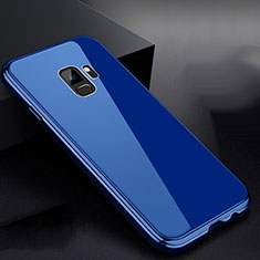 Luxury Aluminum Metal Frame Mirror Cover Case 360 Degrees for Samsung Galaxy S9 Blue