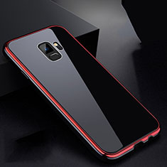 Luxury Aluminum Metal Frame Mirror Cover Case 360 Degrees for Samsung Galaxy S9 Red and Black