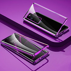 Luxury Aluminum Metal Frame Mirror Cover Case 360 Degrees for Vivo iQOO 7 Legend 5G Purple