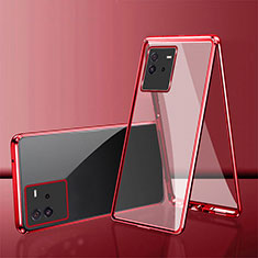 Luxury Aluminum Metal Frame Mirror Cover Case 360 Degrees for Vivo iQOO Neo6 5G Red