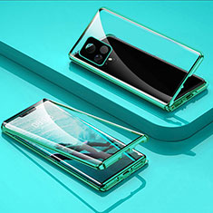 Luxury Aluminum Metal Frame Mirror Cover Case 360 Degrees for Vivo iQOO U3 5G Green