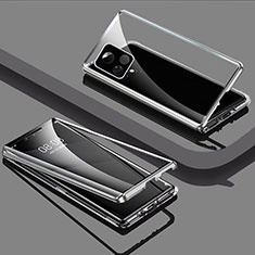 Luxury Aluminum Metal Frame Mirror Cover Case 360 Degrees for Vivo iQOO U3 5G Silver