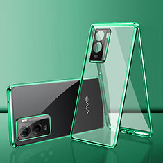 Luxury Aluminum Metal Frame Mirror Cover Case 360 Degrees for Vivo iQOO U5 5G Green