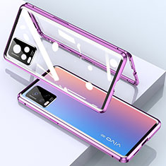 Luxury Aluminum Metal Frame Mirror Cover Case 360 Degrees for Vivo V20 Pro 5G Purple