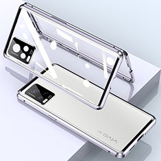 Luxury Aluminum Metal Frame Mirror Cover Case 360 Degrees for Vivo V20 Pro 5G Silver