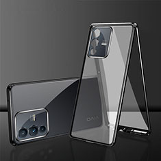 Luxury Aluminum Metal Frame Mirror Cover Case 360 Degrees for Vivo V23 5G Black