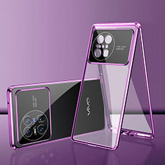 Luxury Aluminum Metal Frame Mirror Cover Case 360 Degrees for Vivo X Note Purple