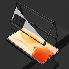 Luxury Aluminum Metal Frame Mirror Cover Case 360 Degrees for Vivo X70 Pro+ Plus 5G Black