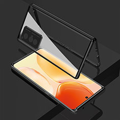 Luxury Aluminum Metal Frame Mirror Cover Case 360 Degrees for Vivo X70t Black