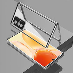 Luxury Aluminum Metal Frame Mirror Cover Case 360 Degrees for Vivo X70t Silver