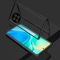 Luxury Aluminum Metal Frame Mirror Cover Case 360 Degrees for Vivo X90 Pro+ Plus 5G Black