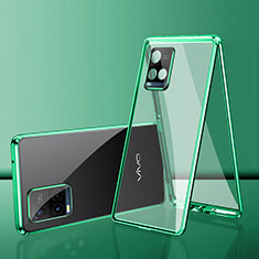 Luxury Aluminum Metal Frame Mirror Cover Case 360 Degrees for Vivo Y21 Green