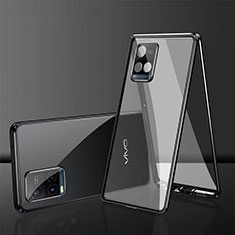 Luxury Aluminum Metal Frame Mirror Cover Case 360 Degrees for Vivo Y21e Black