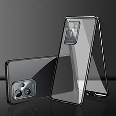 Luxury Aluminum Metal Frame Mirror Cover Case 360 Degrees for Vivo Y33e 5G Black