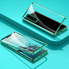 Luxury Aluminum Metal Frame Mirror Cover Case 360 Degrees for Vivo Y51s 5G Green