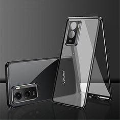 Luxury Aluminum Metal Frame Mirror Cover Case 360 Degrees for Vivo Y72t Black