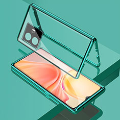 Luxury Aluminum Metal Frame Mirror Cover Case 360 Degrees for Vivo Y77e 5G Green