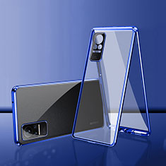 Luxury Aluminum Metal Frame Mirror Cover Case 360 Degrees for Xiaomi Civi 5G Blue