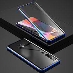 Luxury Aluminum Metal Frame Mirror Cover Case 360 Degrees for Xiaomi Mi 10 Blue
