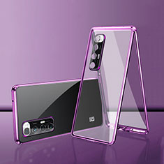 Luxury Aluminum Metal Frame Mirror Cover Case 360 Degrees for Xiaomi Mi 10S 5G Purple