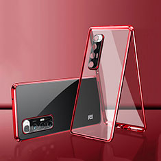 Luxury Aluminum Metal Frame Mirror Cover Case 360 Degrees for Xiaomi Mi 10S 5G Red